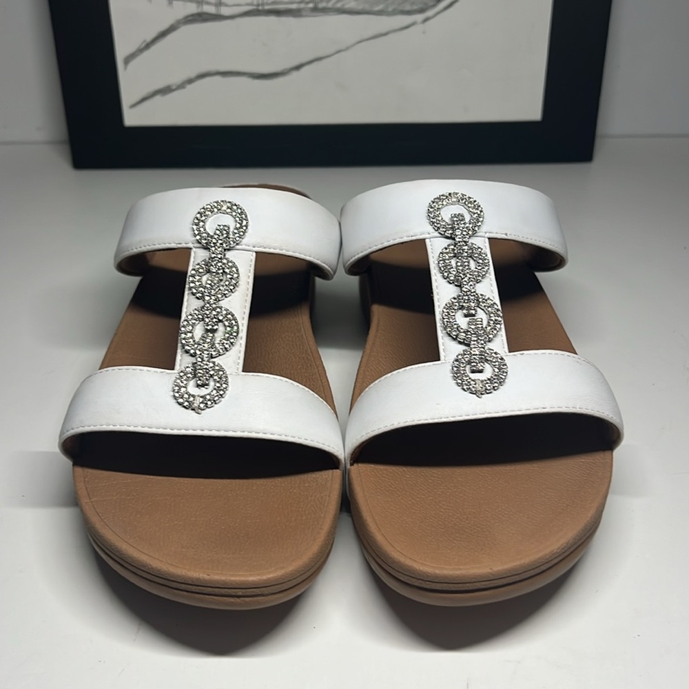 FitFlop Fino Mirror Dome Leather Sandals - Urban White Women’s Size 8 - Picture 5 of 16
